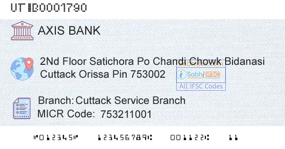 Axis Bank Cuttack Service Branch Branch 