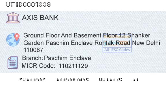 Axis Bank Paschim EnclaveBranch 