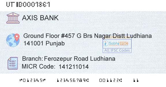 Axis Bank Ferozepur Road LudhianaBranch 