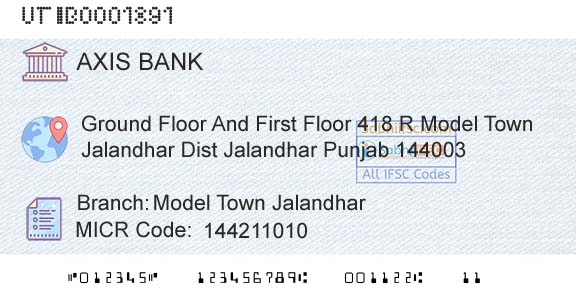 Axis Bank Model Town JalandharBranch 
