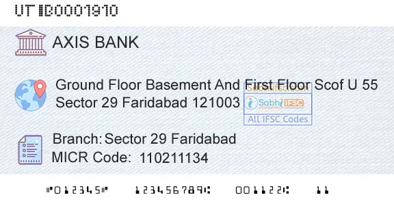 Axis Bank Sector 29 FaridabadBranch 
