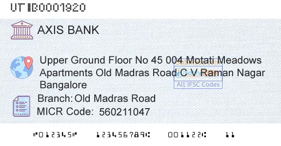 Axis Bank Old Madras RoadBranch 
