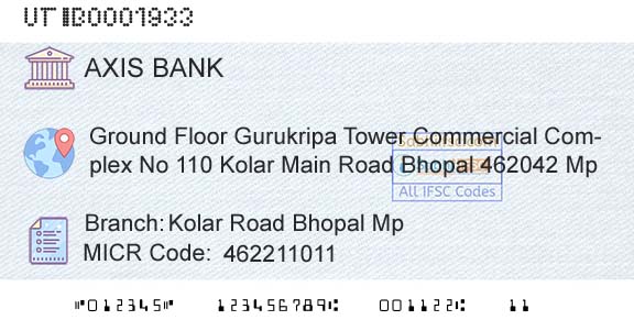 Axis Bank Kolar Road Bhopal Mp Branch 