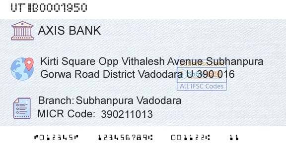 Axis Bank Subhanpura VadodaraBranch 