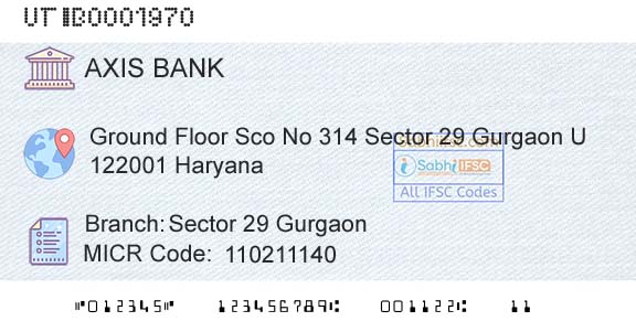 Axis Bank Sector 29 GurgaonBranch 