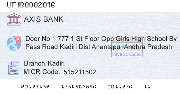 Axis Bank KadiriBranch 