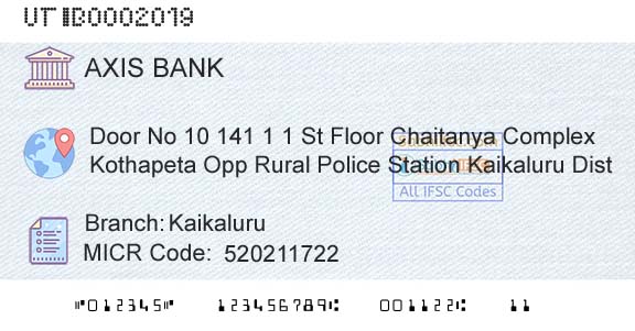 Axis Bank KaikaluruBranch 