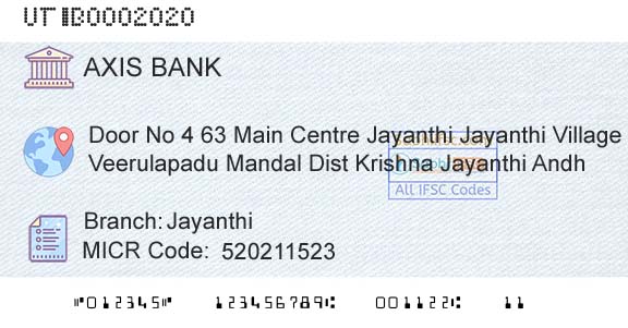 Axis Bank JayanthiBranch 