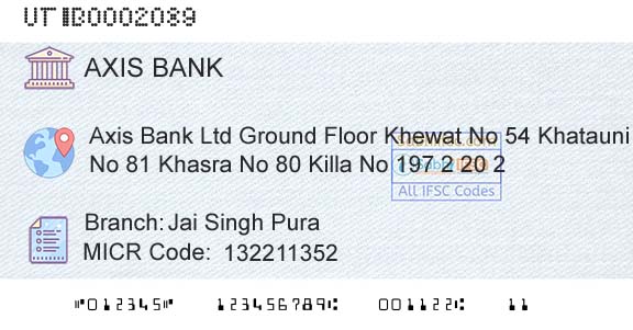 Axis Bank Jai Singh PuraBranch 