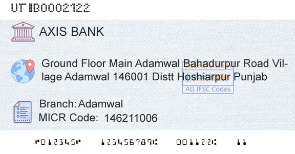 Axis Bank AdamwalBranch 