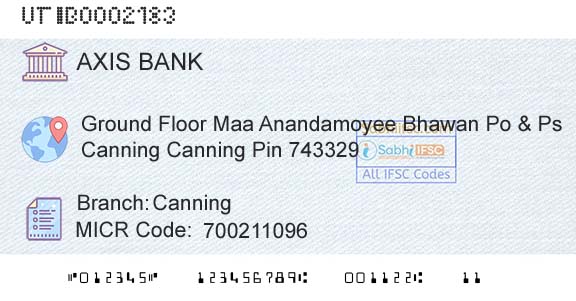 Axis Bank CanningBranch 