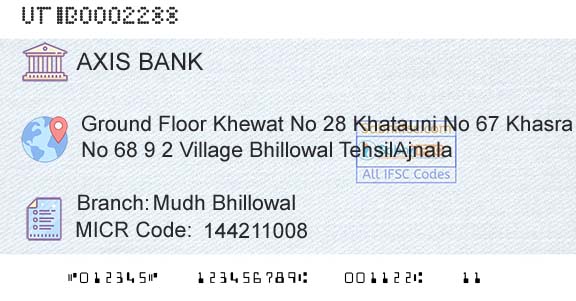 Axis Bank Mudh BhillowalBranch 