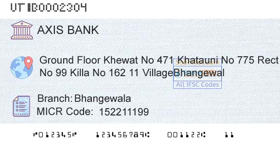 Axis Bank BhangewalaBranch 