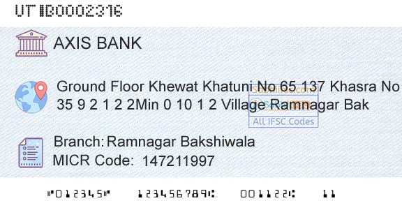 Axis Bank Ramnagar BakshiwalaBranch 