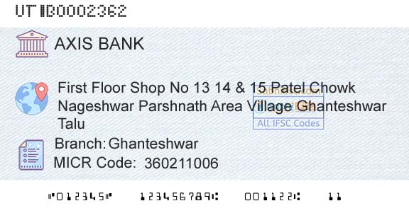Axis Bank GhanteshwarBranch 