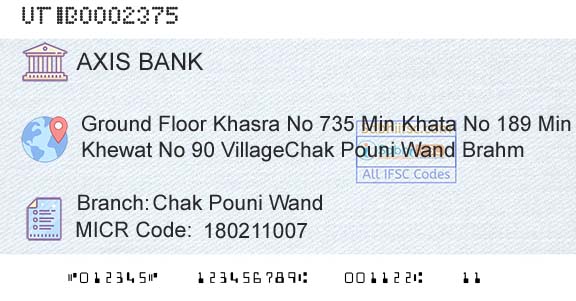 Axis Bank Chak Pouni WandBranch 