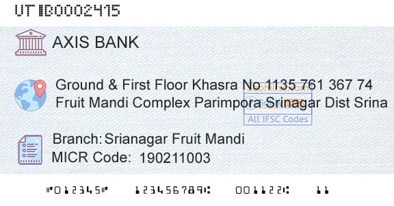 Axis Bank Srianagar Fruit MandiBranch 