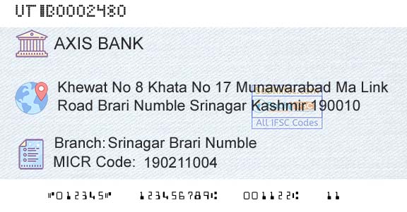 Axis Bank Srinagar Brari NumbleBranch 