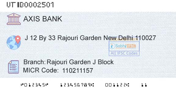Axis Bank Rajouri Garden J BlockBranch 