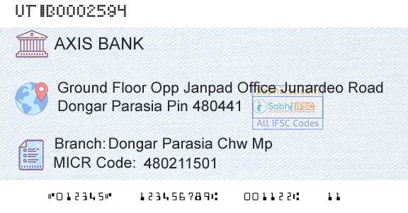 Axis Bank Dongar Parasia Chw MpBranch 