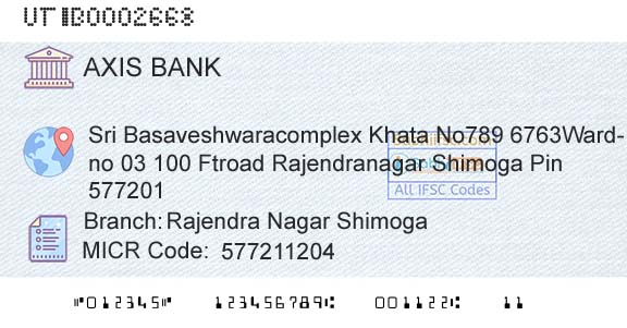 Axis Bank Rajendra Nagar ShimogaBranch 