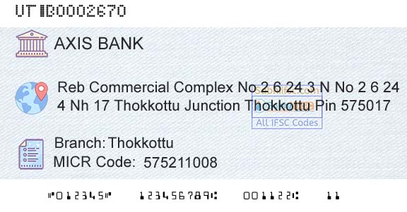Axis Bank ThokkottuBranch 