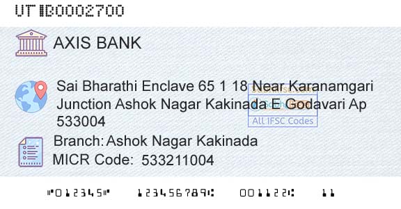 Axis Bank Ashok Nagar KakinadaBranch 