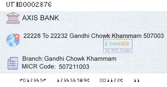 Axis Bank Gandhi Chowk KhammamBranch 