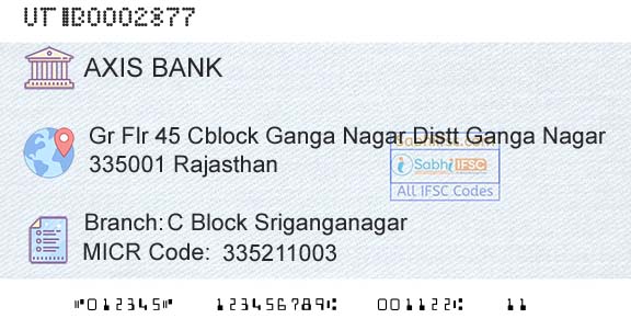 Axis Bank C Block SriganganagarBranch 
