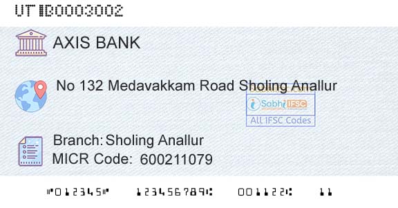 Axis Bank Sholing AnallurBranch 