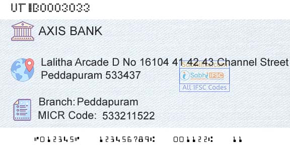 Axis Bank PeddapuramBranch 