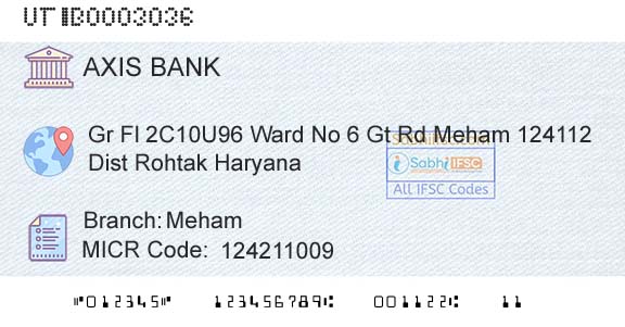 Axis Bank MehamBranch 