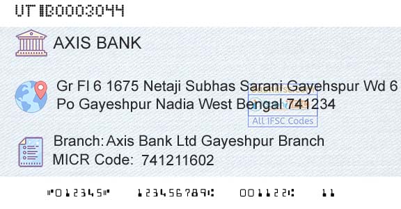 Axis Bank Axis Bank Ltd Gayeshpur BranchBranch 