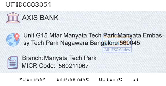 Axis Bank Manyata Tech ParkBranch 