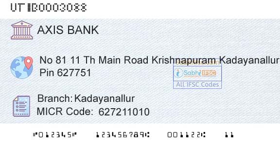 Axis Bank KadayanallurBranch 
