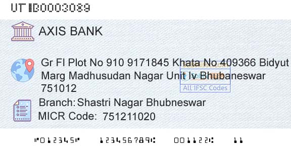 Axis Bank Shastri Nagar BhubneswarBranch 