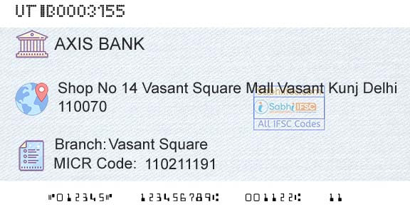 Axis Bank Vasant SquareBranch 