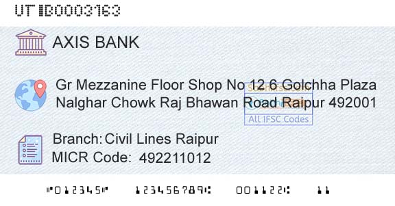 Axis Bank Civil Lines RaipurBranch 