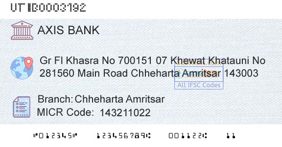 Axis Bank Chheharta AmritsarBranch 