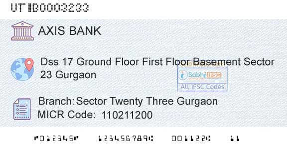 Axis Bank Sector Twenty Three GurgaonBranch 