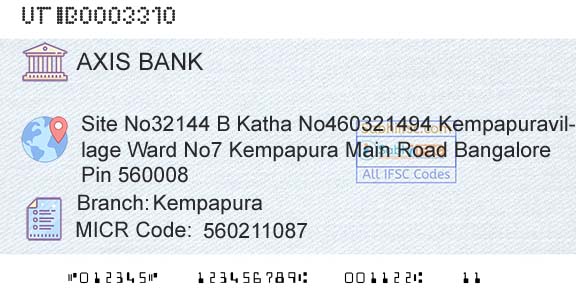 Axis Bank KempapuraBranch 