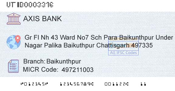 Axis Bank BaikunthpurBranch 