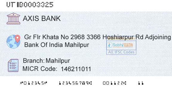 Axis Bank MahilpurBranch 