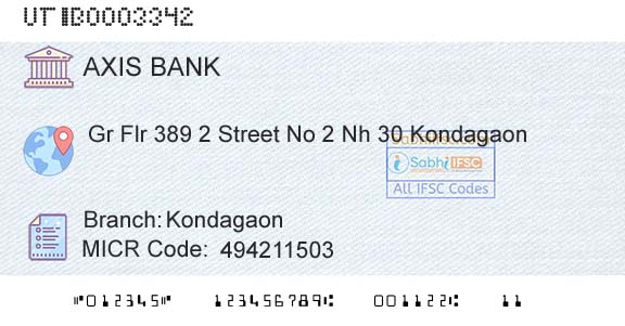 Axis Bank KondagaonBranch 