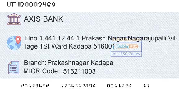 Axis Bank Prakashnagar KadapaBranch 