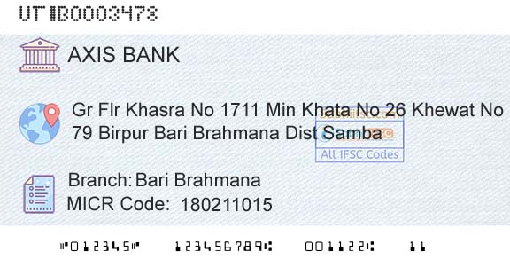 Axis Bank Bari BrahmanaBranch 