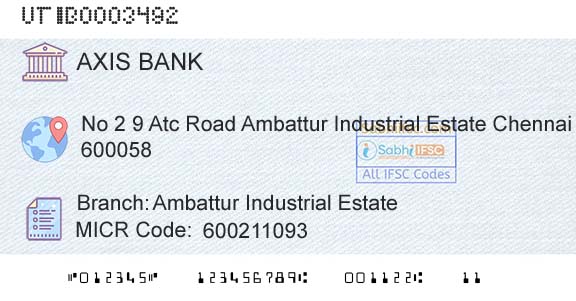 Axis Bank Ambattur Industrial EstateBranch 