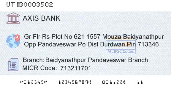 Axis Bank Baidyanathpur Pandaveswar BranchBranch 
