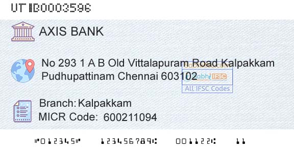 Axis Bank KalpakkamBranch 