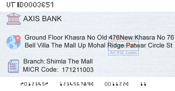 Axis Bank Shimla The MallBranch 